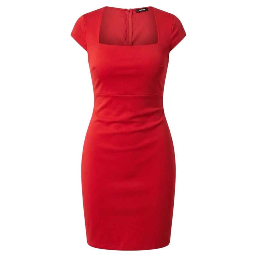 Just Me Red Square-Neck Sheath Dress Formal L